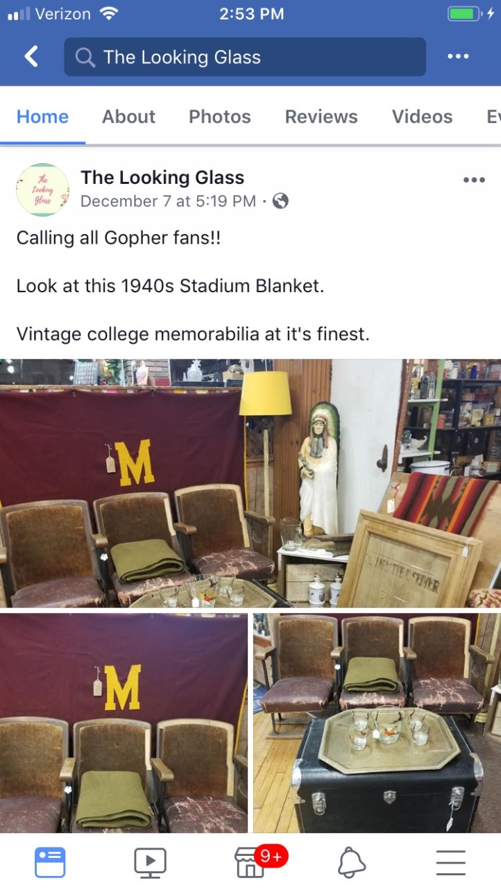 Vintage Theater Chairs Minnesota Gophers Balnket