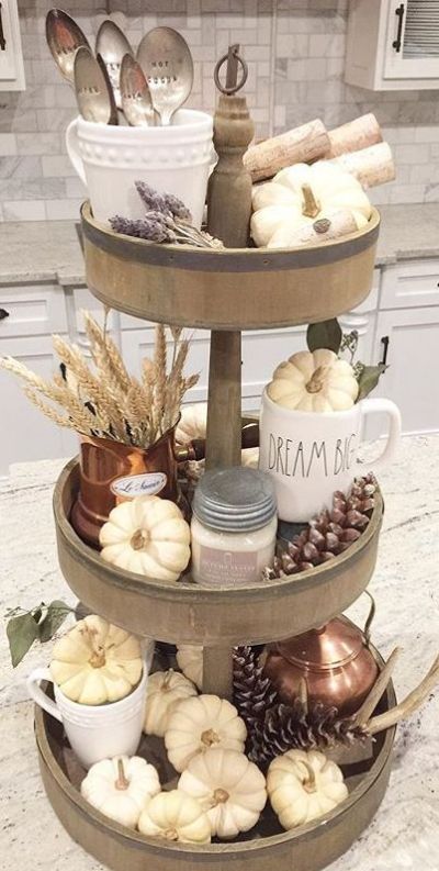 tiered tray decor ideas farmhouse fall