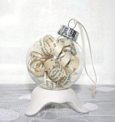 Decorate with Books and Book Pages Christmas Ornamate Curled Pages