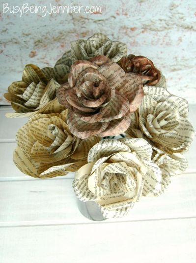 Decorate with Books and Book Pages Rolled Flowers Bouquet