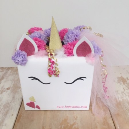 Unicorn Valentines Box, Pink Purple & Gold