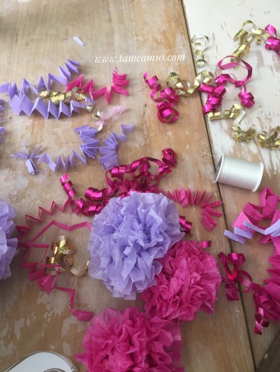 Valentines Box Making Pink Purple Gold Puff Balls