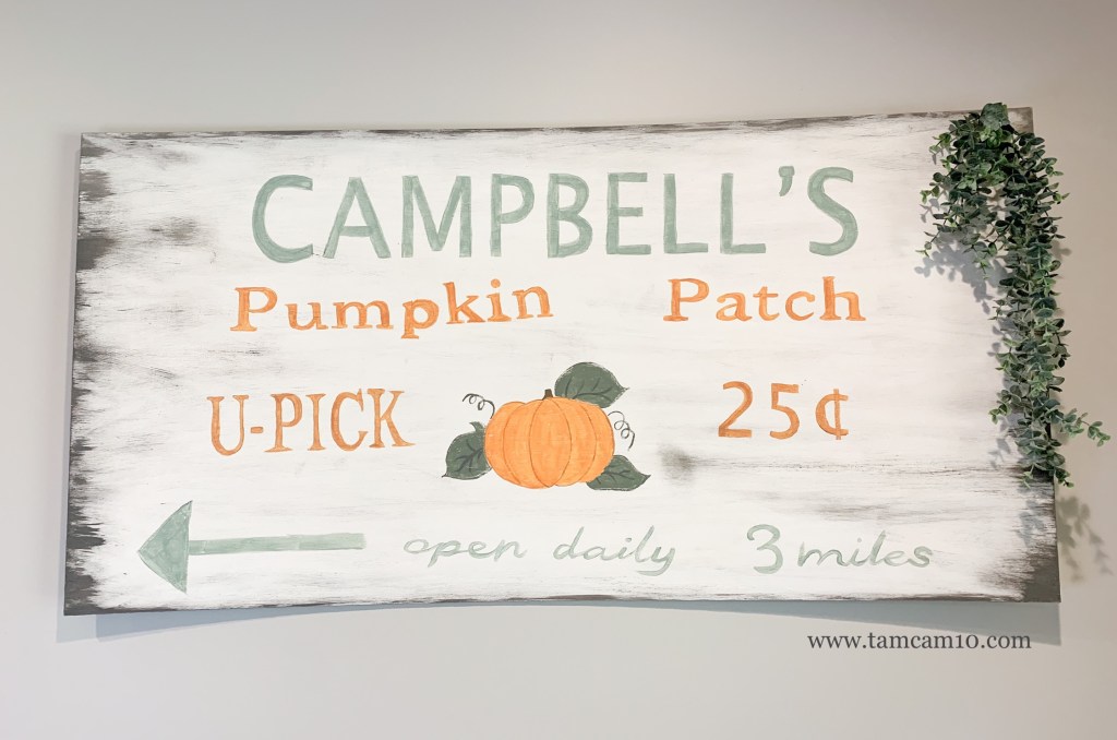 Pumpkin Patch Sign | DIY | Fall Wall Decor | Hand Painted | tamcam10 | Hanging Eucalyptus