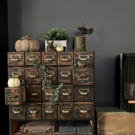 Fall Decor Ideas | Pumpkins | Hanging Eucalyptus | Library Drawers | Furniture DIY | tamcam10 | Vintage